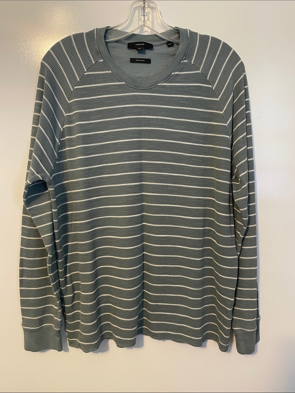 Vince Men’s Pima Cotton Green Long Shirt Size Large